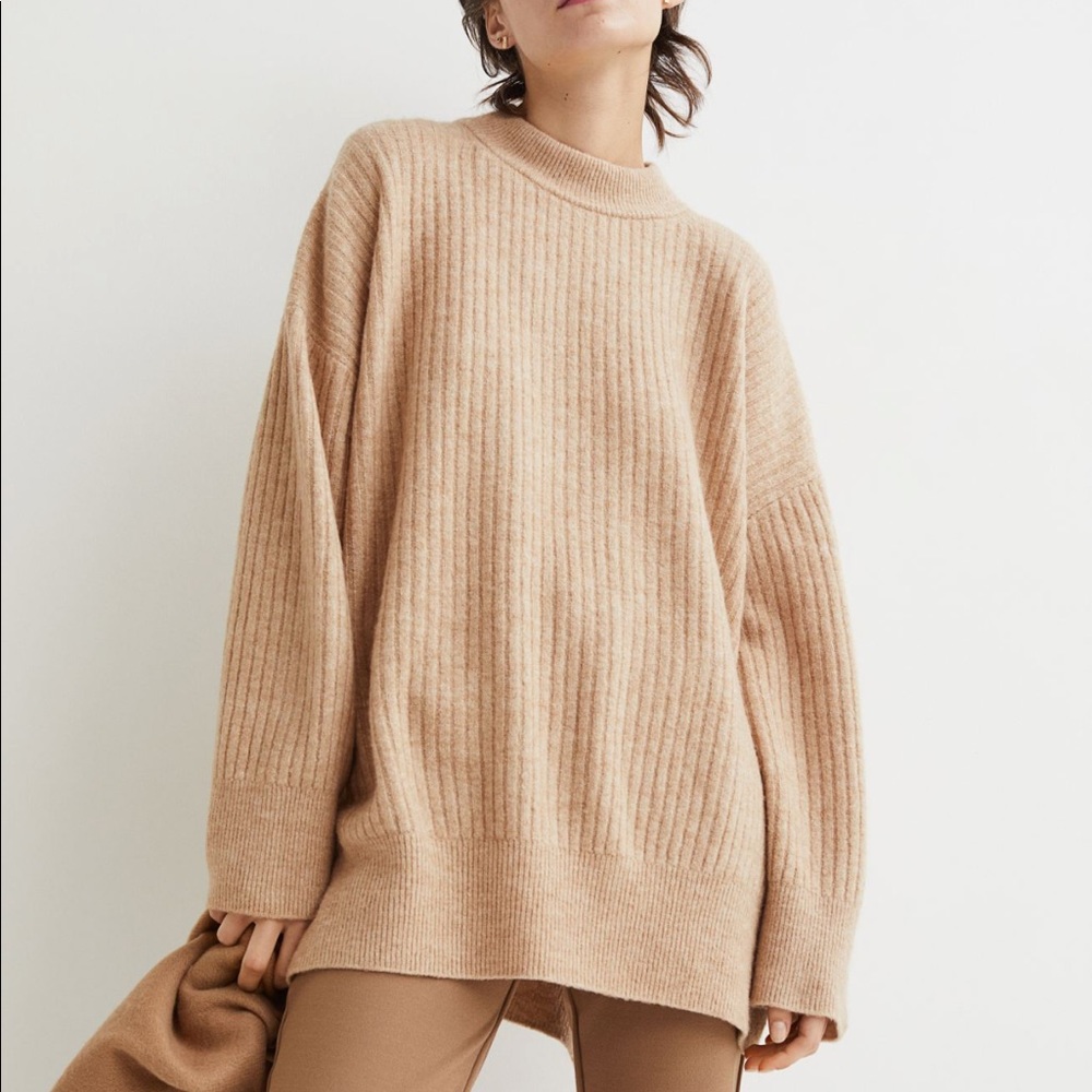 H&M Rib-knit Sweater (Beige Melange)